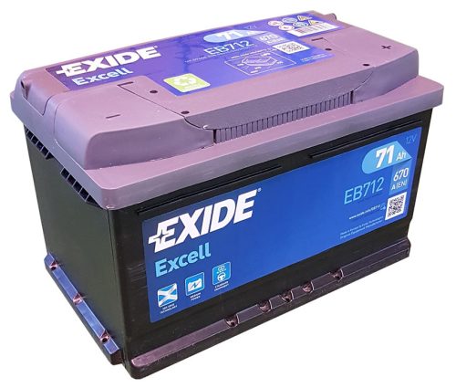 Exide Excell EB712 71Ah/670A akkumulátor - jobb pozitív