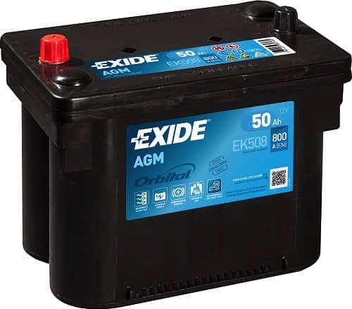 Exide AGM EK508 50Ah/800A spiralcellás Start-Stop akkumulátor - közép