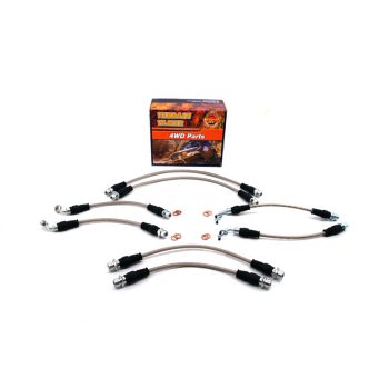   Terrain Tamer Fonott fékcső készlet ABS-el ls SC-vel felszerelt modellekhez (Braided Brake Hose Kit Suit To 2" Raised Susp. Suit Abs & Sc) Toyota Landcruiser VDJ 76 78 79 2016->