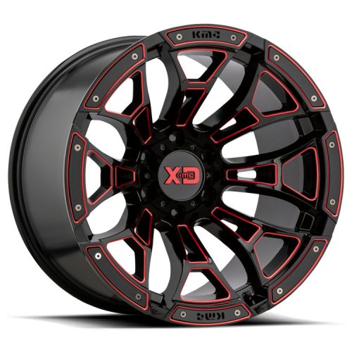 Alumínium felni 20x10 ET-18 8x165.1 XD841 Boneyard Gloss Black Milled W/ RED Tint XD Series